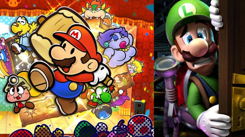 Covers for Paper Mario: The Thousand-Year Door and Luigi's Mansion 2 HD are cut together in a side-by-side