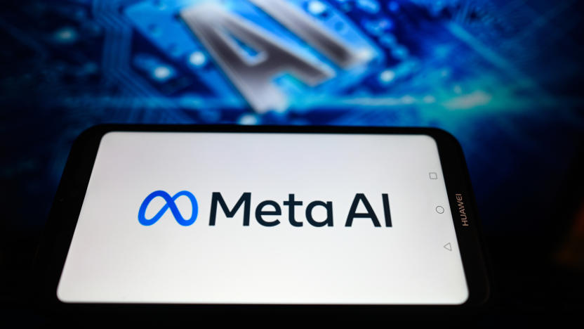 POLAND - 2023/11/01: In this photo illustration, a Meta AI logo is displayed on a smartphone with Artificial Intellingence (AI) symbols in the background. (Photo Illustration by Omar Marques/SOPA Images/LightRocket via Getty Images)