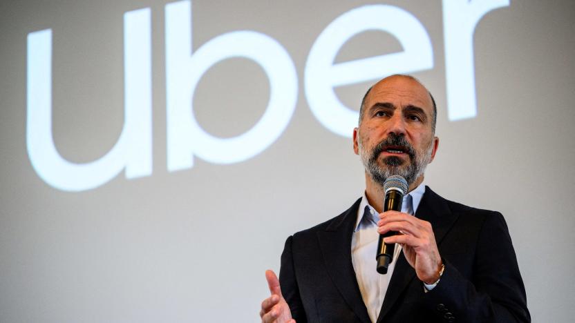 Uber CEO Dara Khosrowshahi speaks during a press conference in Seoul on August 30, 2024. Uber CEO said that the South Korean market is vital to the company, and Uber is "committed" to the South Korean market adding the platform is growing rapidly, despite relatively small market shares. (Photo by Anthony WALLACE / AFP) (Photo by ANTHONY WALLACE/AFP via Getty Images)