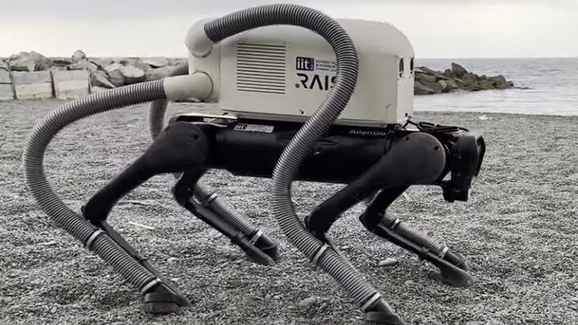 The VERO robot can identify and pick up trash with its leg mounted vacuums.